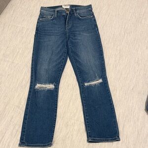 Current/Elliott Distressed Crooped Ankle Jeans High Waist Sz 26